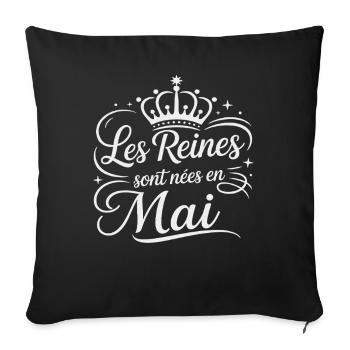 Les Reines sont nées en mai Anniversaire - Housse de coussin décorative 45 x 45 cm - noir - Devant