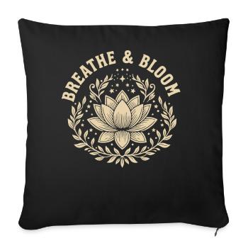Blühen und Wachsen Lotusblume Botanisches Design - Sofakissenbezug 45 x 45 cm - Schwarz - Vorne