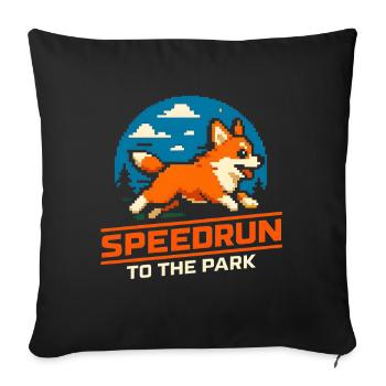 Speedrun to the Park | Dog Humor Corgi - Sofa pillowcase 17,3'' x 17,3'' (45 x 45 cm) - black - Front