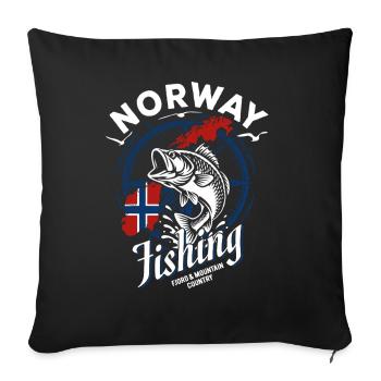 Norway Fishing Fjords & Mountains Angler Gift - Sofa pillowcase 17,3'' x 17,3'' (45 x 45 cm) - black - Front