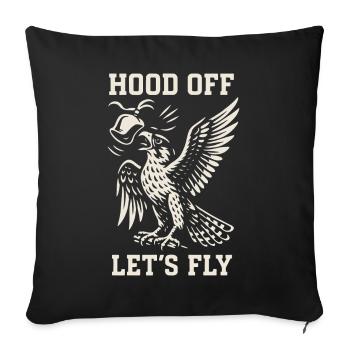 Falcon Hood Off Let's Fly Falconry Adventure - Sofa pillowcase 17,3'' x 17,3'' (45 x 45 cm) - black - Front