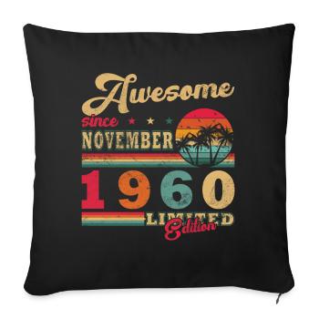 November 1960's Retro Birthday Unique Piece - Sofa pillowcase 17,3'' x 17,3'' (45 x 45 cm) - black - Front
