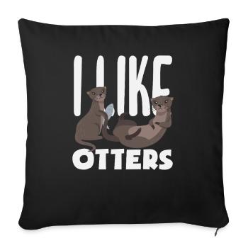 I Like Sea Otter Cartoon - Sofa pillowcase 17,3'' x 17,3'' (45 x 45 cm) - black - Front