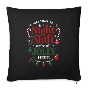 Night Shift Jolly Christmas Team - Sofa pillowcase 17,3'' x 17,3'' (45 x 45 cm) - black - Front