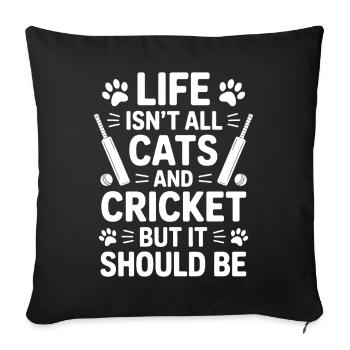 Cricket Saying Cats Funny Cricket Gift - Sofa pillowcase 17,3'' x 17,3'' (45 x 45 cm) - black - Front
