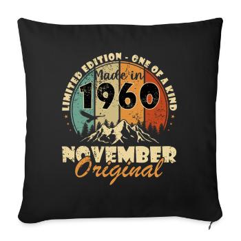 Novembre 1960 Anniversaire Novembre 1960 - Housse de coussin décorative 45 x 45 cm - noir - Devant