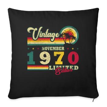 Novembre 1970 Cadeau d’anniversaire. Novembre 1970 - Housse de coussin décorative 45 x 45 cm - noir - Devant