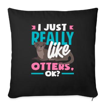 Realy Like Sea Otter Cartoon - Sofa pillowcase 17,3'' x 17,3'' (45 x 45 cm) - black - Front