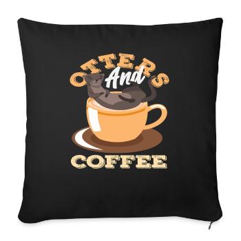 Café Loutre de mer dessin animé - Housse de coussin décorative 45 x 45 cm - noir - Devant