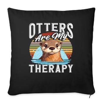 Retro-sonnenuntergang Seeotter Cartoon - Sofakissenbezug 45 x 45 cm - Schwarz - Vorne