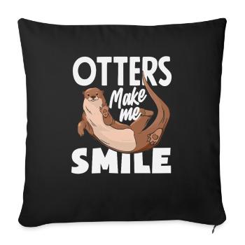 dessin animé de loutre de mer souriante - Housse de coussin décorative 45 x 45 cm - noir - Devant