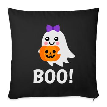 Design d’Halloween - Mignon Ghost Jack o Lantern - Housse de coussin décorative 45 x 45 cm - noir - Devant