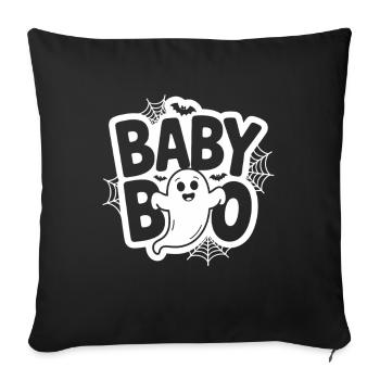 Baby Boo Fantôme d’Halloween - Housse de coussin décorative 45 x 45 cm - noir - Devant