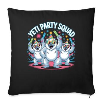 Yeti Party Squad – Funny Winter Party Shirt - Sofa pillowcase 17,3'' x 17,3'' (45 x 45 cm) - black - Front