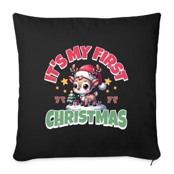 Conception de rennes pour Noël et l’hiver - Housse de coussin décorative 45 x 45 cm - noir - Devant