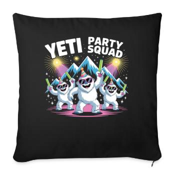 Yeti Party Squad – Funny Winter Party Shirt - Sofa pillowcase 17,3'' x 17,3'' (45 x 45 cm) - black - Front