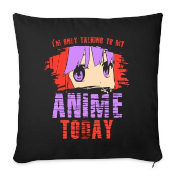 Anime Manga Otaku Kawaii Japon Cosplay Bande dessinée - Housse de coussin décorative 45 x 45 cm - noir - Devant