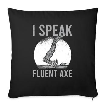 Mythologie viking Valhalla guerrier hache dictons - Housse de coussin décorative 45 x 45 cm - noir - Devant