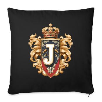 J Letter Name Crown - Sofa pillowcase 17,3'' x 17,3'' (45 x 45 cm) - black - Front