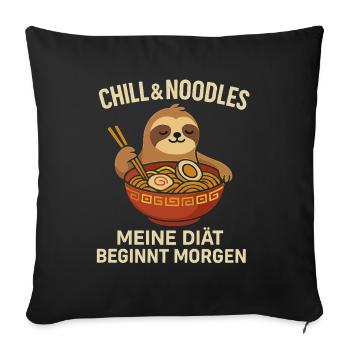Nouilles froides Mon régime matin - Housse de coussin décorative 45 x 45 cm - noir - Devant