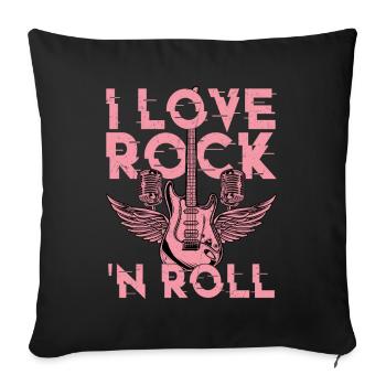 I Love Rock 'N Roll Rock Band Guitar Music - Sofa pillowcase 17,3'' x 17,3'' (45 x 45 cm) - black - Front