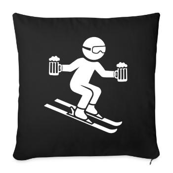 Skieur avec chope de bière - Housse de coussin décorative 45 x 45 cm - noir - Devant