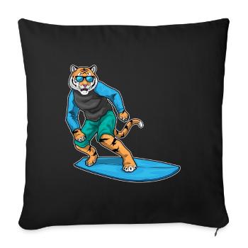 Tiger Surfen Surfbrett Sommer - Sofakissenbezug 45 x 45 cm - Schwarz - Vorne