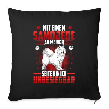 Samoyed Chien de traîneau imbattable - Housse de coussin décorative 45 x 45 cm - noir - Devant