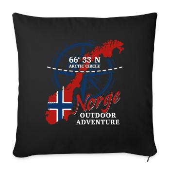 Arctic Circle Norge - Cadeau de vacances en Norvège - Housse de coussin décorative 45 x 45 cm - noir - Devant