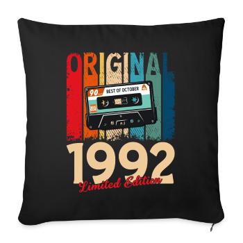 33rd Birthday Cassette October Year 1992 - Sofa pillowcase 17,3'' x 17,3'' (45 x 45 cm) - black - Front