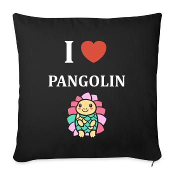 I Love Pangolin TShirt Colorful - Sofa pillowcase 17,3'' x 17,3'' (45 x 45 cm) - black - Front