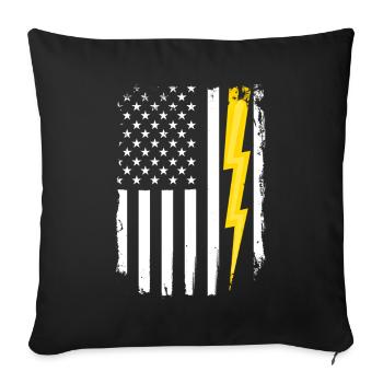 US-Flagge Flash Patriotischer Elektroingenieur - Sofakissenbezug 45 x 45 cm - Schwarz - Vorne