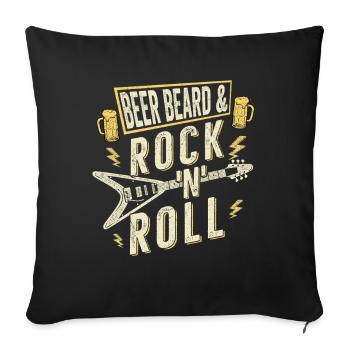 Bière, Barbe & Rock 'n Roll Musique, Guitare, Rock Band - Housse de coussin décorative 45 x 45 cm - noir - Devant