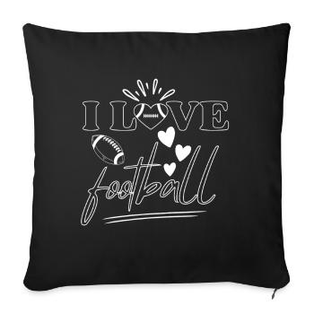 J’adore fan de football américain - Housse de coussin décorative 45 x 45 cm - noir - Devant