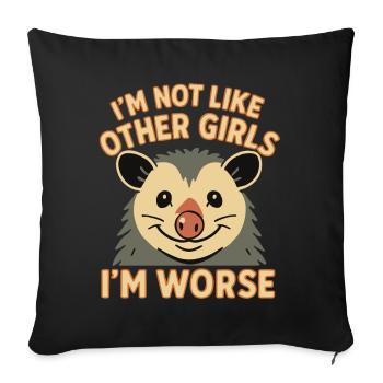 Je ne suis pas comme les autres filles, je suis pire drôle opossum - Housse de coussin décorative 45 x 45 cm - noir - Devant