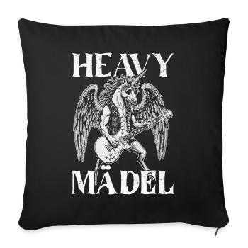 Heavy Metal Rock Festival Licorne Heavy Girl - Housse de coussin décorative 45 x 45 cm - noir - Devant