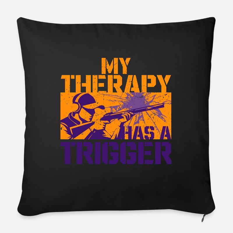 Tir au pigeon d’argile Tir sur cible - Housse de coussin décorative 45 x 45 cm - noir