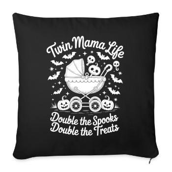 Twin Mama Life Double the Spooks Treats Halloween - Sofa pillowcase 17,3'' x 17,3'' (45 x 45 cm) - black - Front