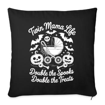 Twin Mama Life Double the Spooks Treats Halloween - Sofa pillowcase 17,3'' x 17,3'' (45 x 45 cm) - black - Front