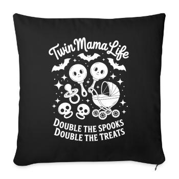 Twin Mama Life Double the Spooks Treats Halloween - Sofa pillowcase 17,3'' x 17,3'' (45 x 45 cm) - black - Front