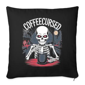 Café Maudit Squelette Infusion Spooky Halloween - Housse de coussin décorative 45 x 45 cm - noir - Devant