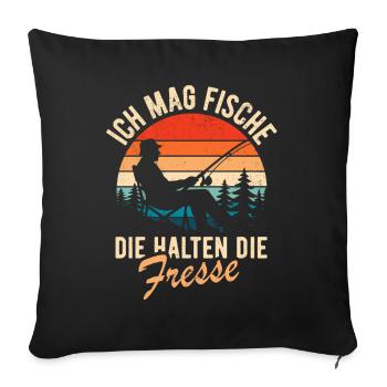 Angler - I like fish that keep their mouths shut - Sofa pillowcase 17,3'' x 17,3'' (45 x 45 cm) - black - Front