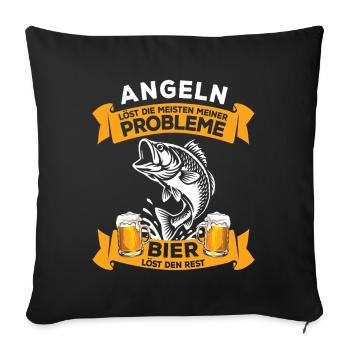 Fishing and Beer: Problem Solving, Angler Saying - Sofa pillowcase 17,3'' x 17,3'' (45 x 45 cm) - black - Front