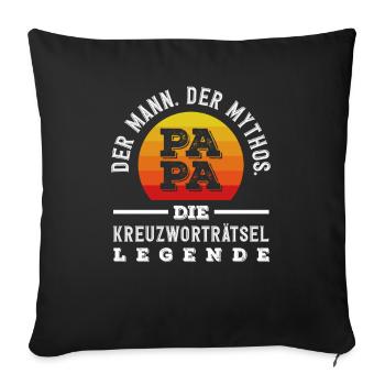 Papa Homme Mythe Légende Mots croisés Humour - Housse de coussin décorative 45 x 45 cm - noir - Devant