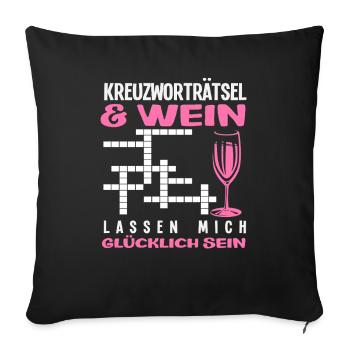 Mots croisés Vin Happy Be Humour - Housse de coussin décorative 45 x 45 cm - noir - Devant