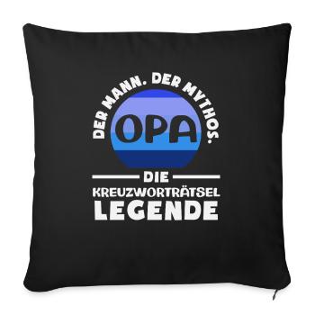 Mots croisés rétro Grand-père homme légende humour - Housse de coussin décorative 45 x 45 cm - noir - Devant