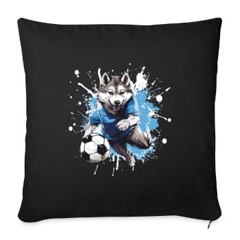 Équipe de football Husky Dog - Housse de coussin décorative 45 x 45 cm - noir - Devant