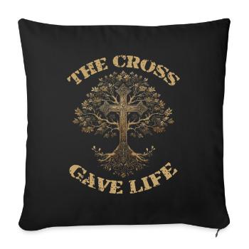 Christliches Kreuz Baum The Cross Gave Life - Sofakissenbezug 45 x 45 cm - Schwarz - Vorne