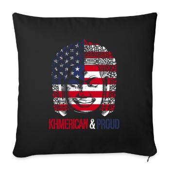 Cambodge Cambodgien, Khmérican & Fier - Housse de coussin décorative 45 x 45 cm - noir - Devant