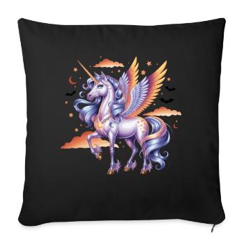 Magical unicorn with wings under starry sky - Sofa pillowcase 17,3'' x 17,3'' (45 x 45 cm) - black - Front